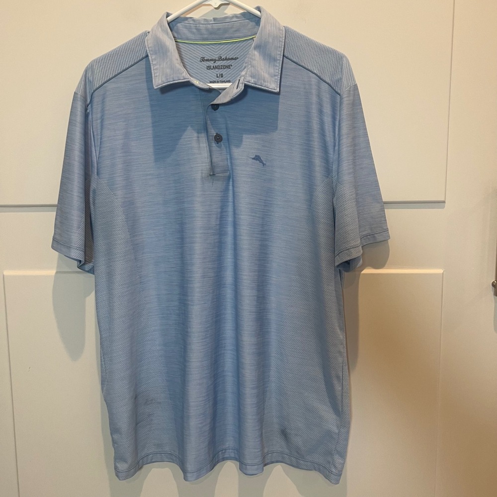 Tommy Bahama IslandZone Polo Shirt Men's Large L/G Large Blue Performance‎ Golf